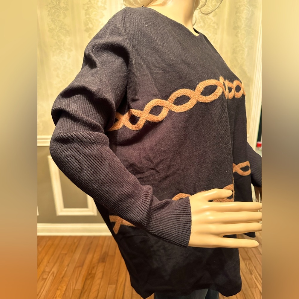NWT!☃️AAEDA!❄️Sweater “Dolman Sleeves”/blk/copper/chain link design/size-M - Picture 5 of 9
